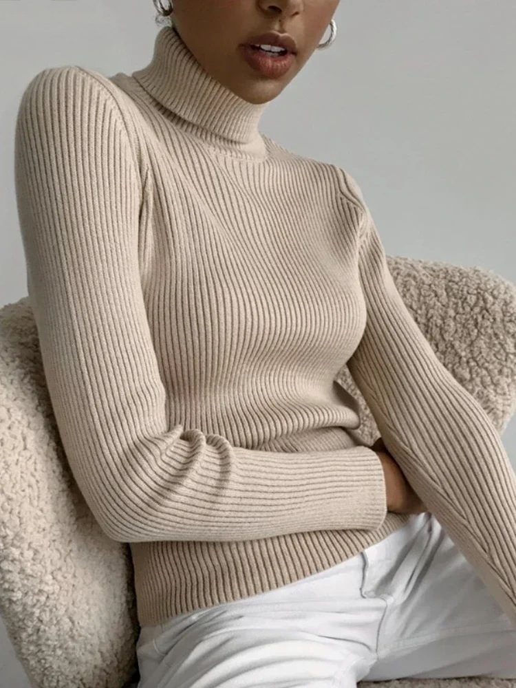 Knitted Basic Turtleneck Sweaters