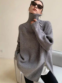 Oversize Asymmetrical Zip Knitted Sweater