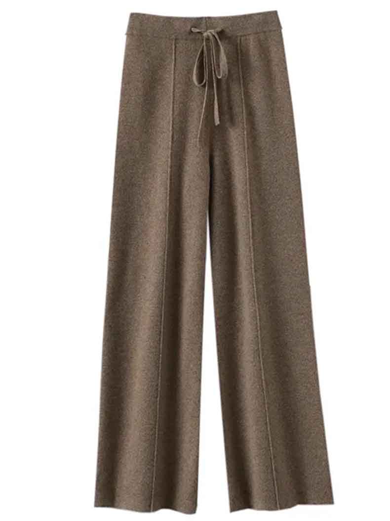 Drawstring Wide-Leg Cashmere Pants