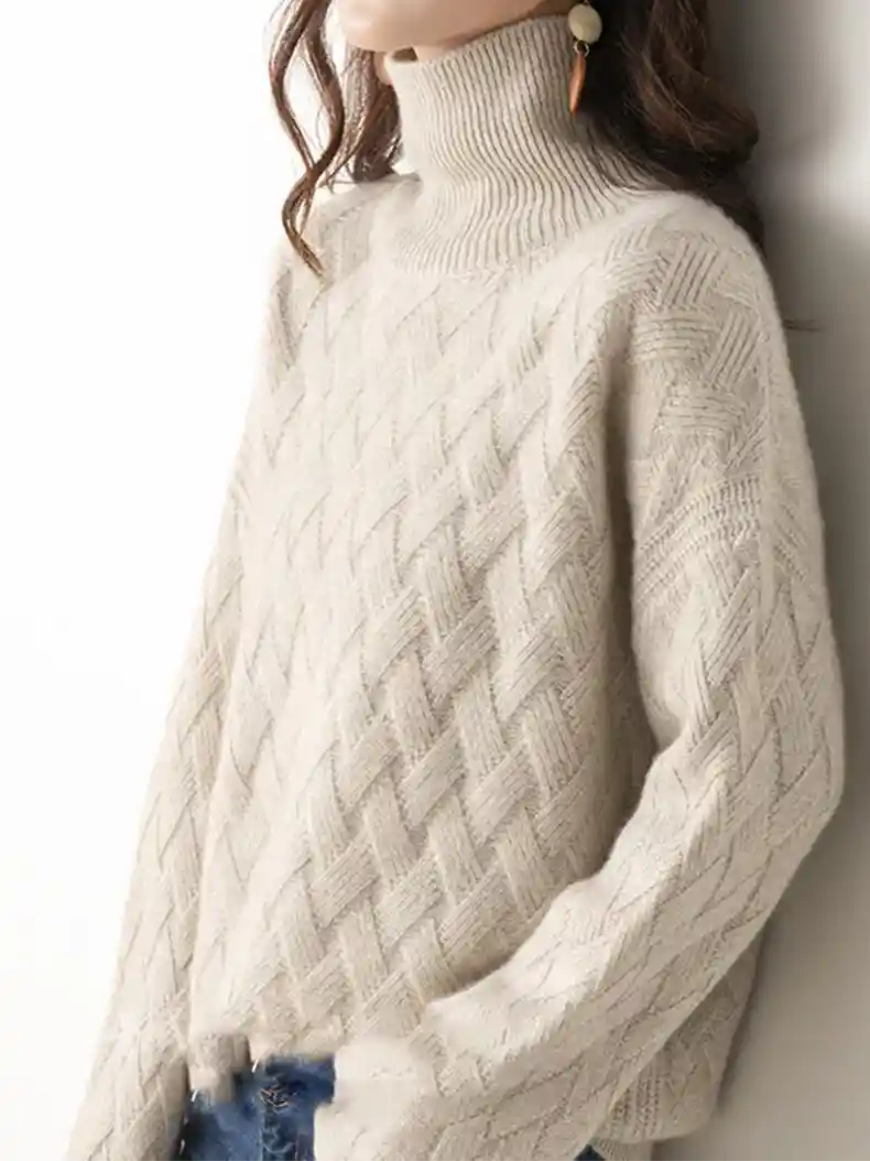 Slouchy Turtleneck Wool Sweater