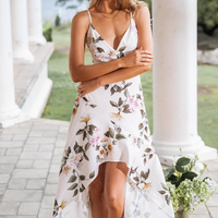 Floral Print High-Low Maxi Dress