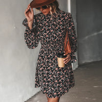 Ditsy Floral Printed Round Neck A-Line Mini Dress