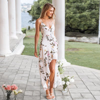 Floral Print High-Low Maxi Dress