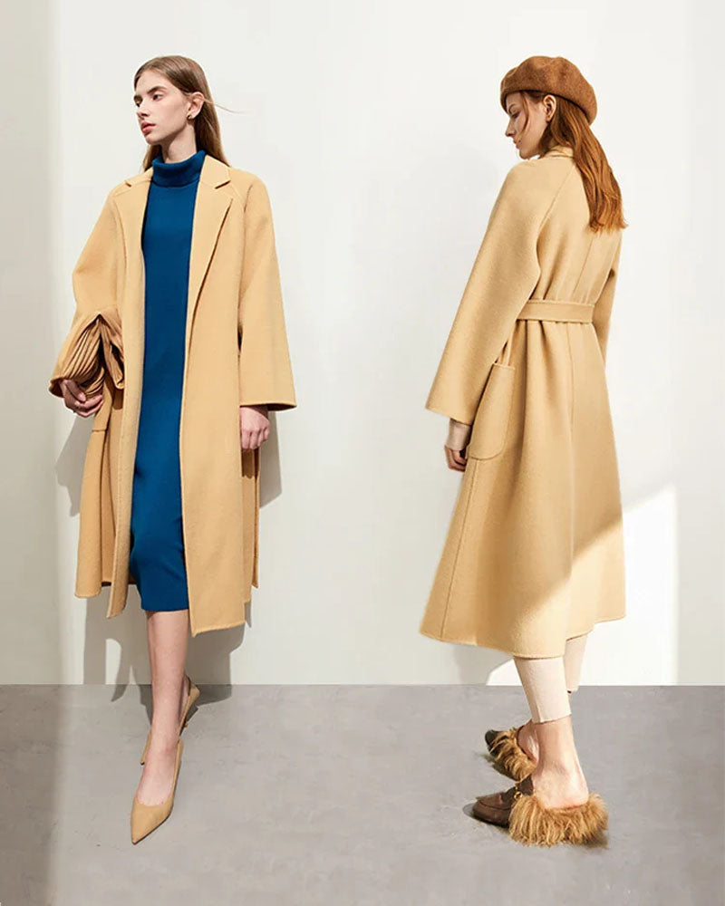 Blazer Collar With Belt Wool Coat