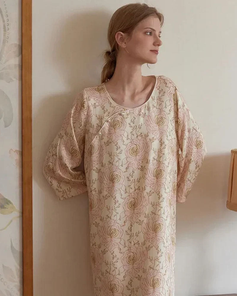 Chinese Style Retro Flower Print Sleepdress