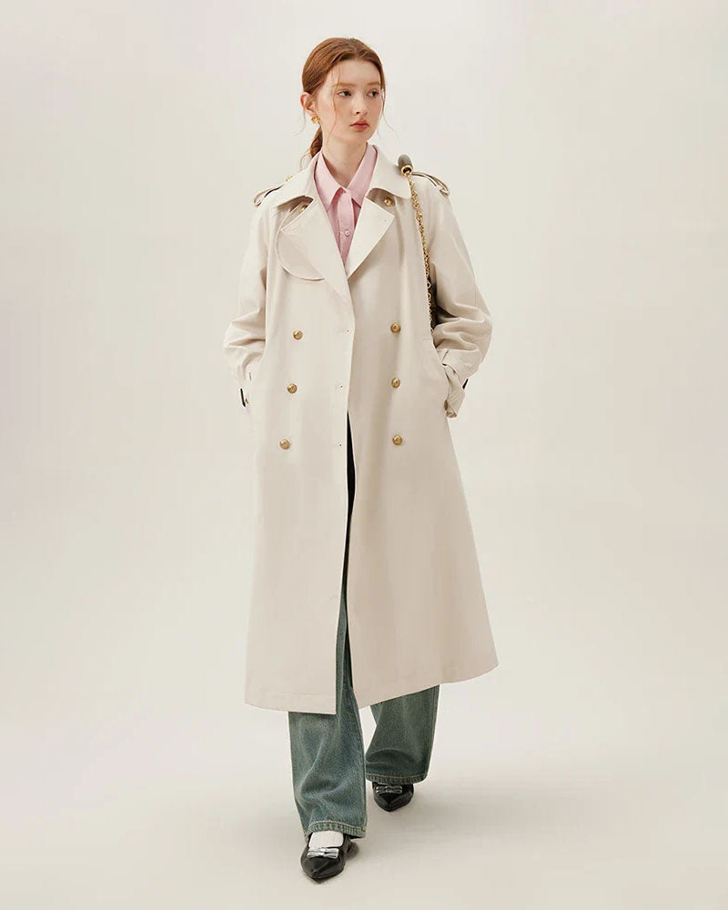 Double Breasted Office Long Trench Coats