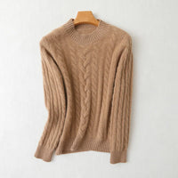 Cable Knit O-neck Wool Sweater