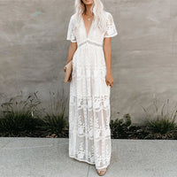 Embroidery Boho Lace Maxi Dress