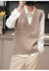 V-Neck Wool Knitted Sweater Vest