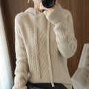 Drawstring Cashmere Wool Blended Hoodie