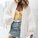Bohemian Style Knitted Lantern Sleeve Sweater Cardigan