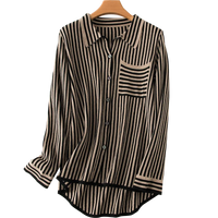 Striped Turn-down Collar Wool Knitted Shirt