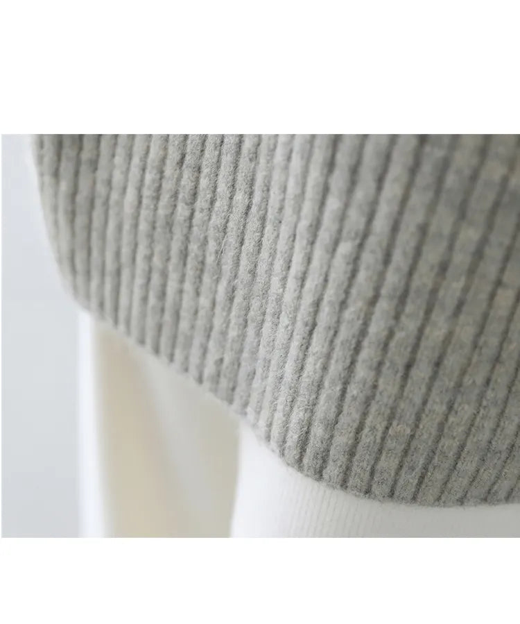 Loose Fit Ribbed High Neck Sweater