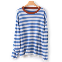 Round-Neck Wool Striped Pullover Sweater