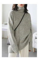 Loose Fit Ribbed High Neck Sweater
