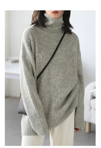 Loose Fit Ribbed High Neck Sweater