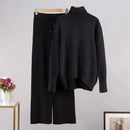 Thick Turtleneck Sweater & Wide Leg Pants Set