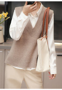 V-Neck Wool Knitted Sweater Vest