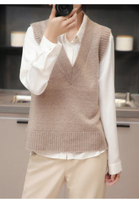 V-Neck Wool Knitted Sweater Vest