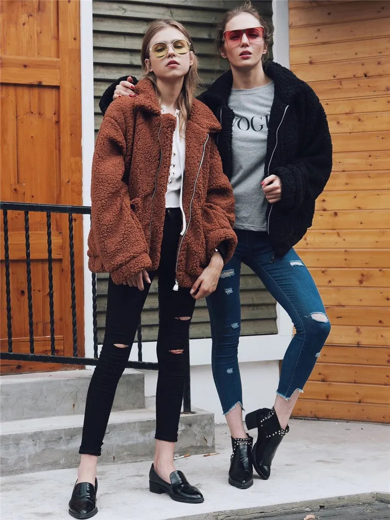 Teddy Fleece Faux Fur Jacket