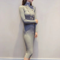 Turtleneck Long Sleeve Bodycon Midi Dress