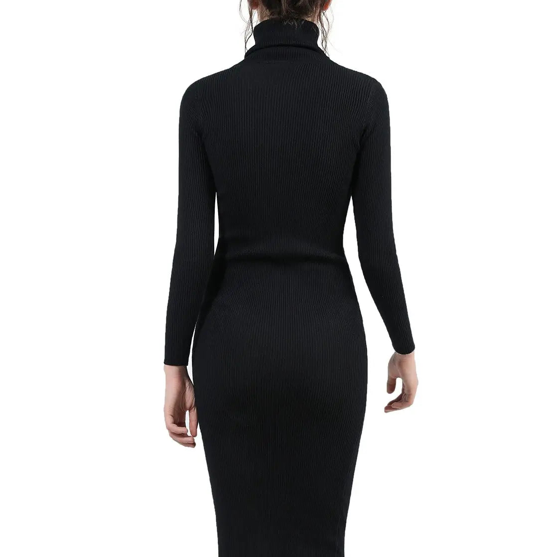 Turtleneck Long Sleeve Bodycon Midi Dress