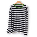 Round-Neck Wool Striped Pullover Sweater