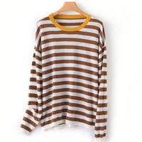 Round-Neck Wool Striped Pullover Sweater