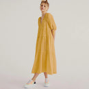 V-Neck Half Sleeve Vintage Boho Loose Cotton Dress