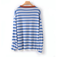 Round-Neck Wool Striped Pullover Sweater