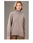 Turtleneck Solid Color Cashmere Sweater