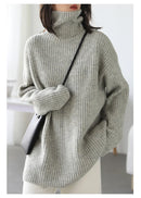 Loose Fit Ribbed High Neck Sweater