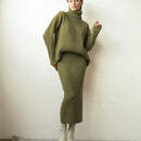 Turtle Neck Sweater and Midi Skirt Suits