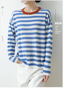Round-Neck Wool Striped Pullover Sweater