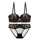 Gather Lace Bra Underwear Set