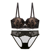 Gather Lace Bra Underwear Set