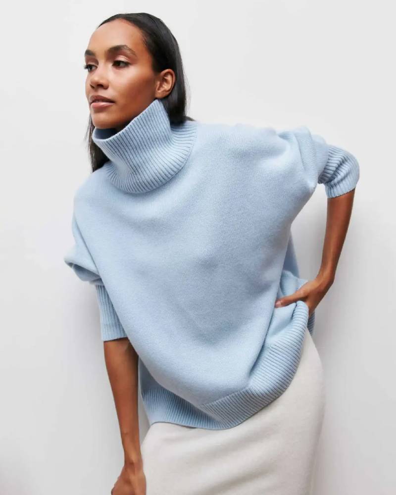 Oversized Solid Turtleneck Sweater