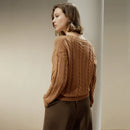 Wool-Cashmere Cable-Knit V Neck Pullover
