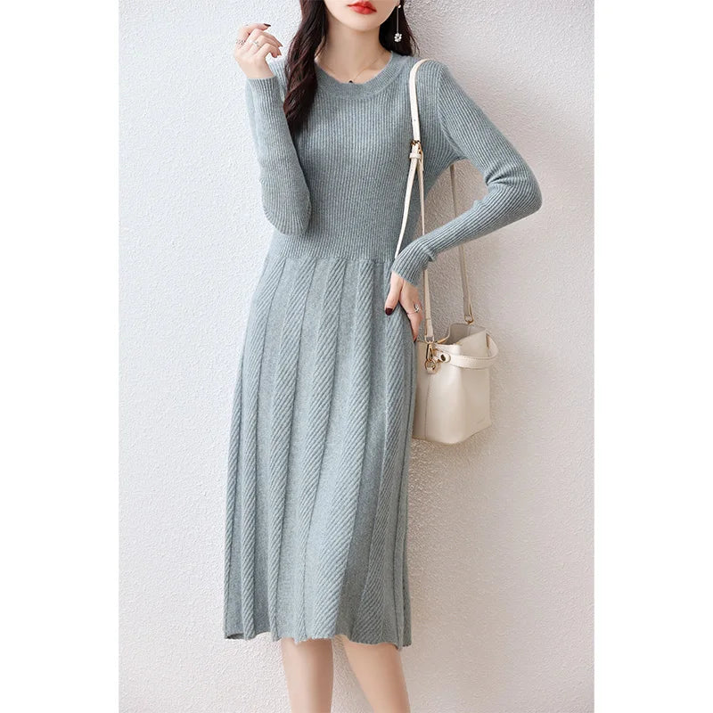 Merino Wool Knitted Sweater Dress