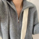 Zipper Wool Knitted Short Coat