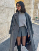 Double Breasted Oversized Long Wool Coat