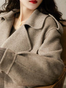 Wide Collar Wool Blended Short Coat