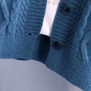 Twist Short V-Neck Single-breasted Knitted Cardigan