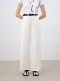 High Waist Cropped Denim Straight Pant