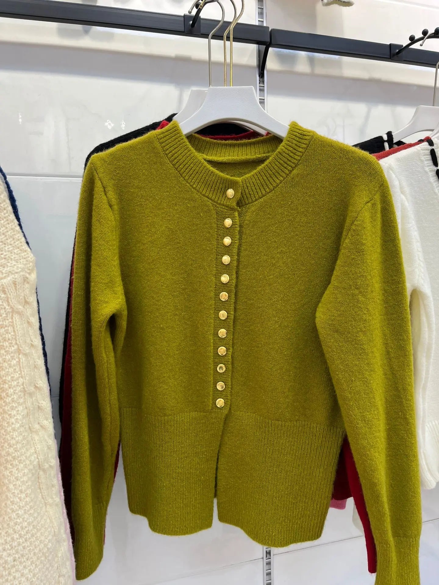 Round-Neck Short Knitted Cardigan