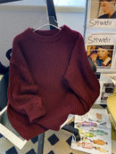 Round-Neck Oversized Knitted Pullover