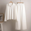 Polo Neck Sweater & Wide Leg Pants Set
