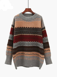 Stripe Patterned Loose Sweater Pullover