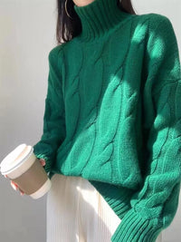 Criss-Cross High Neck Pure Wool Sweater