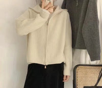 Zipper Wool Knitted Short Coat
